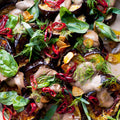 Aubergine with black garlic