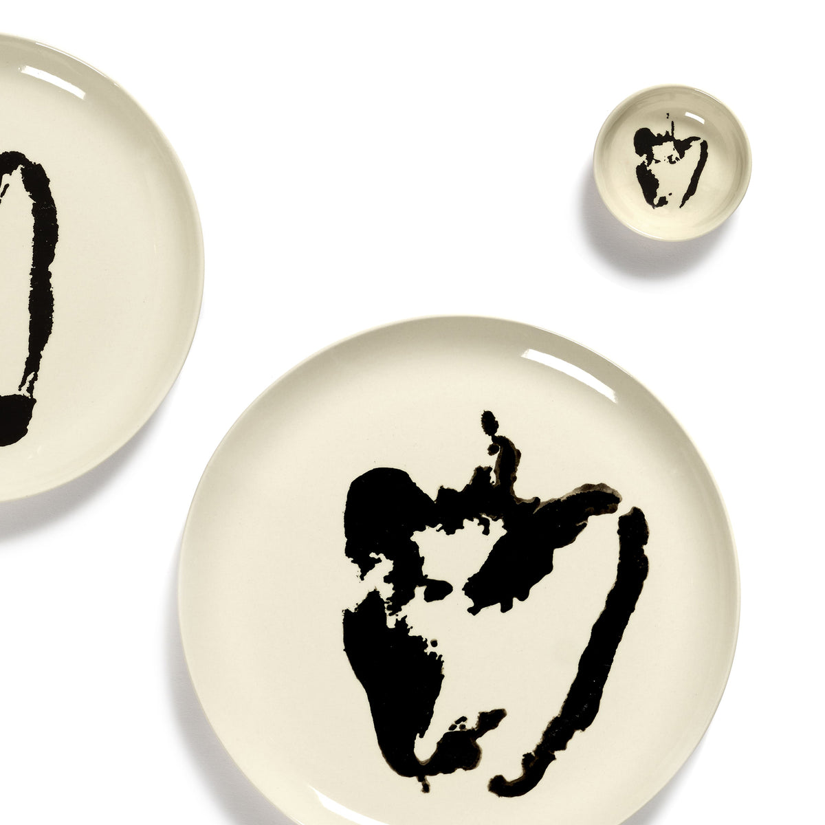 White Dish with Black Pepper Motif - XS