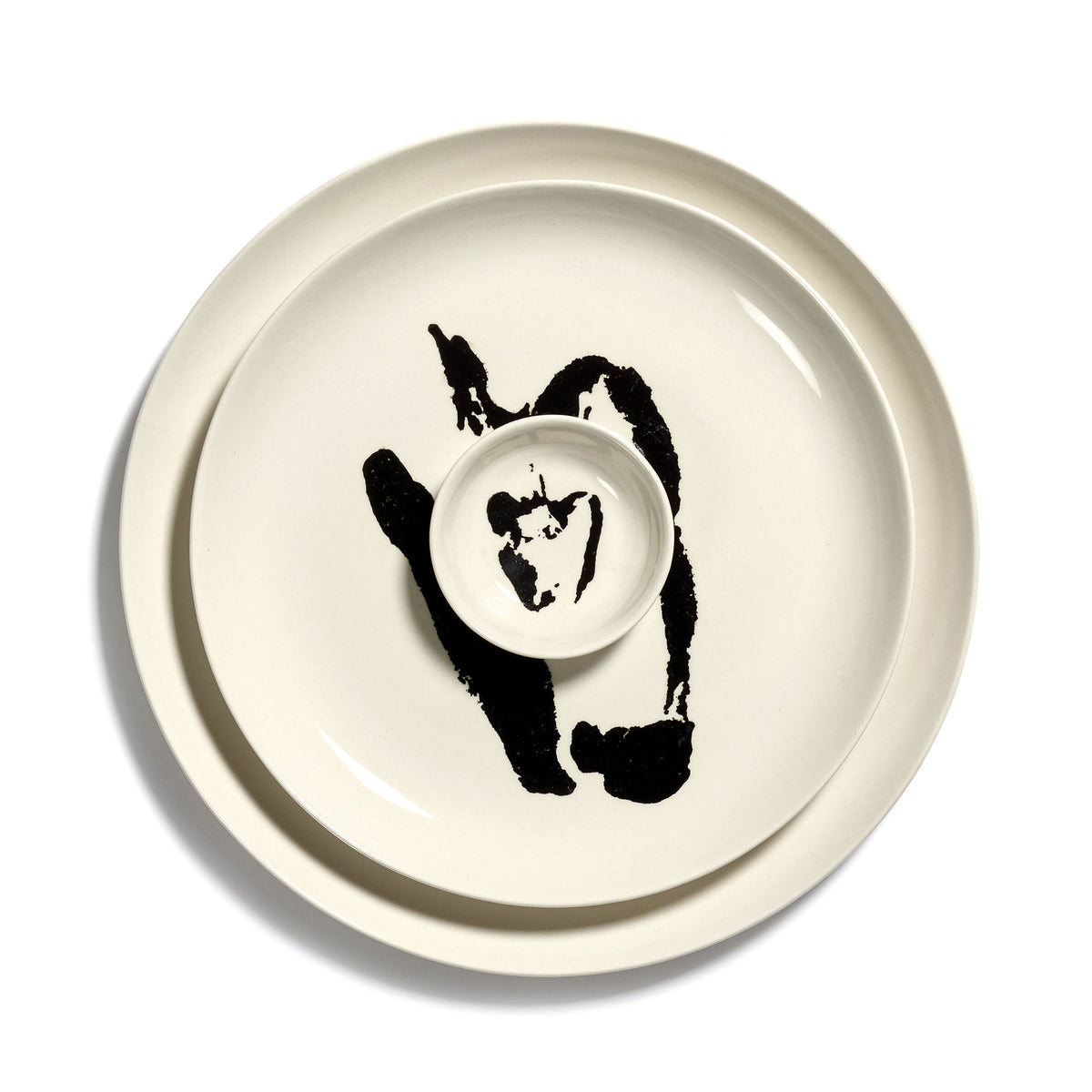 White Dish with Black Pepper Motif - XS