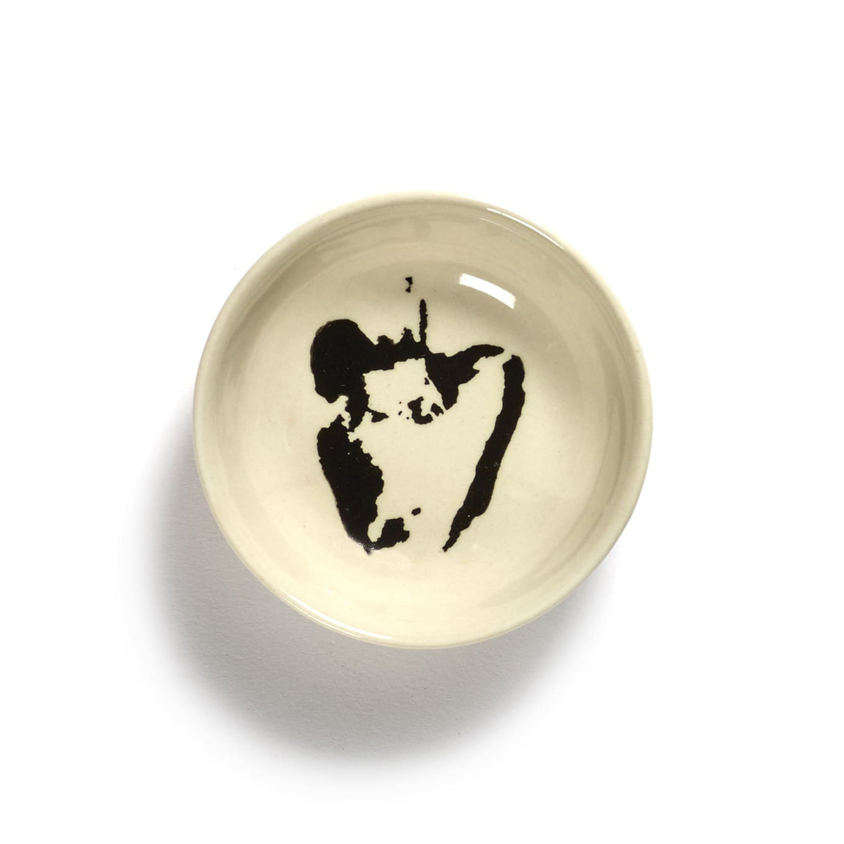 White Dish with Black Pepper Motif - XS