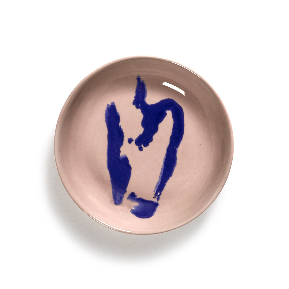 Pink Dish with Blue Pepper Motif - S