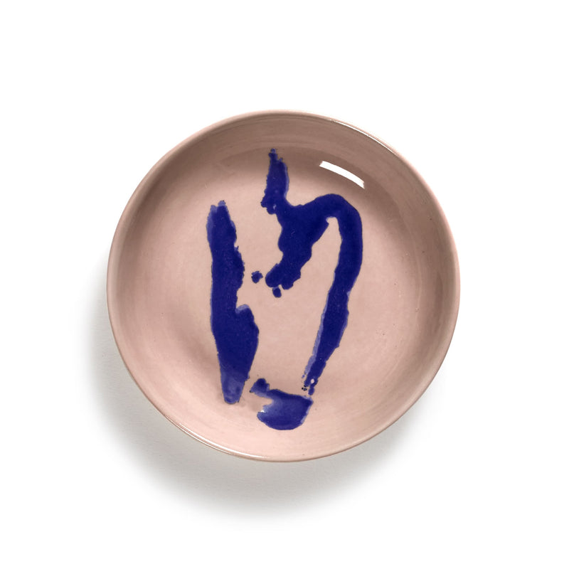 Pink Dish with Blue Pepper Motif - S