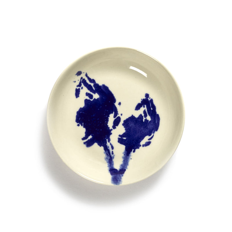 White Dish with Blue Artichoke Motif - S