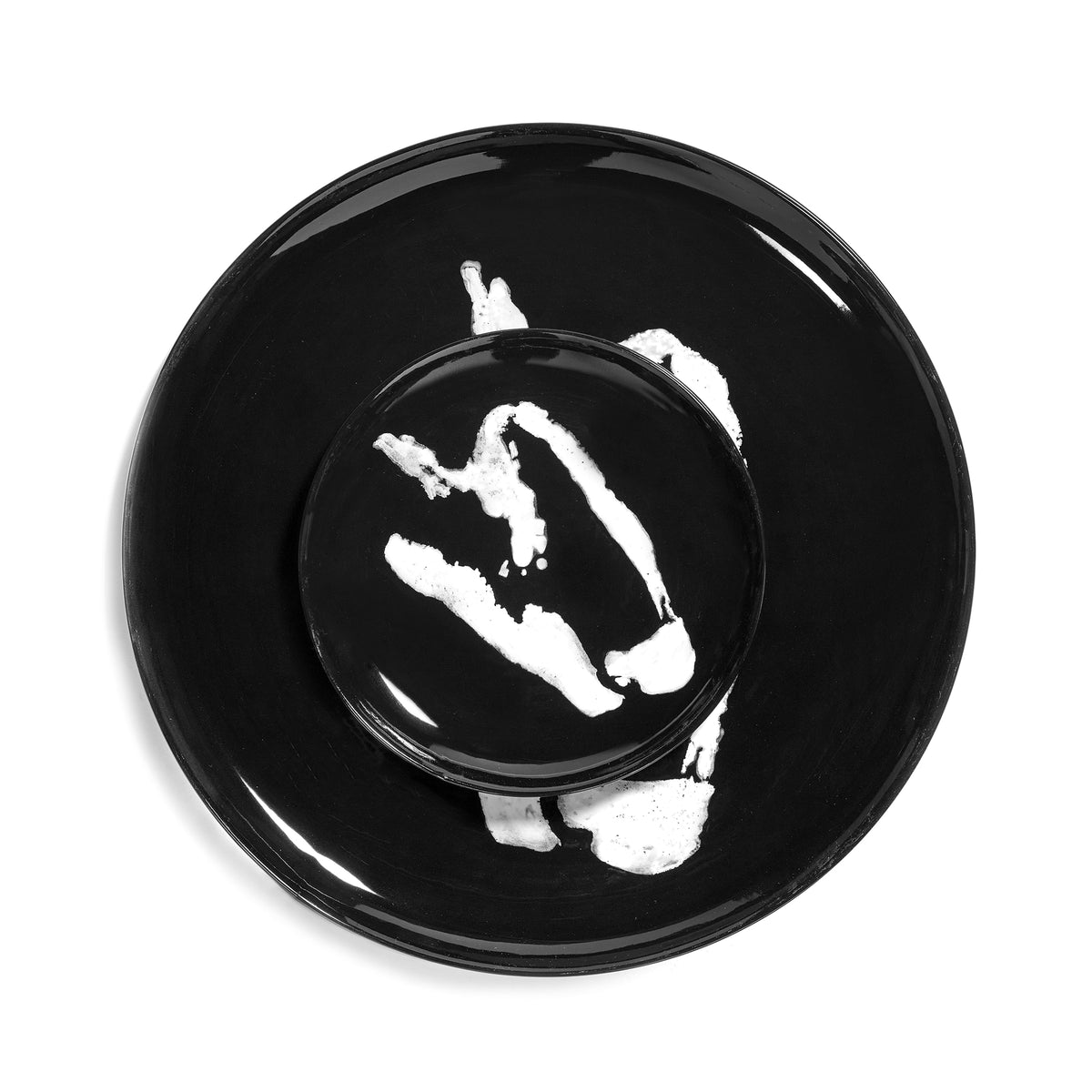 Black Plate with White Pepper Motif - S