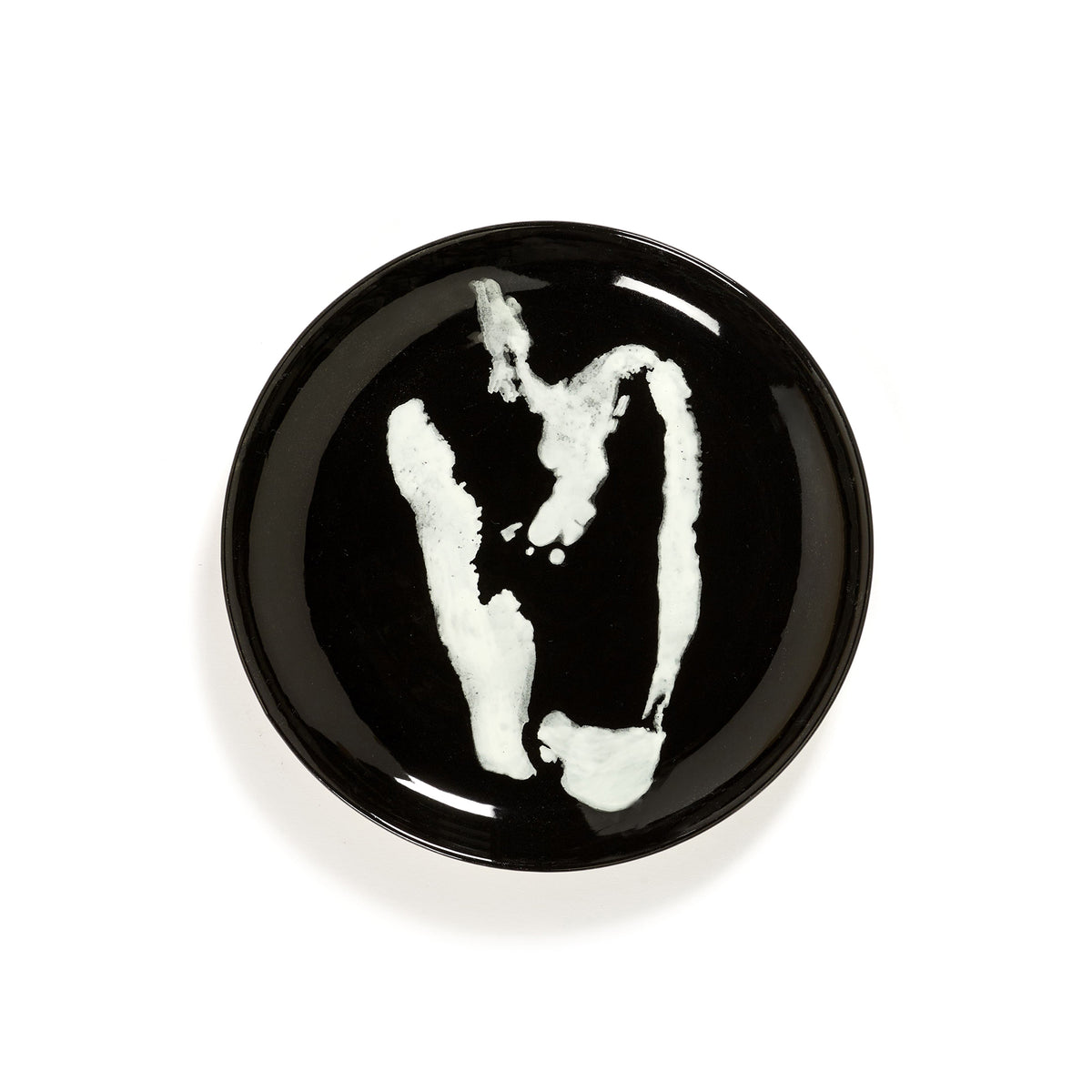 Black Plate with White Pepper Motif - S