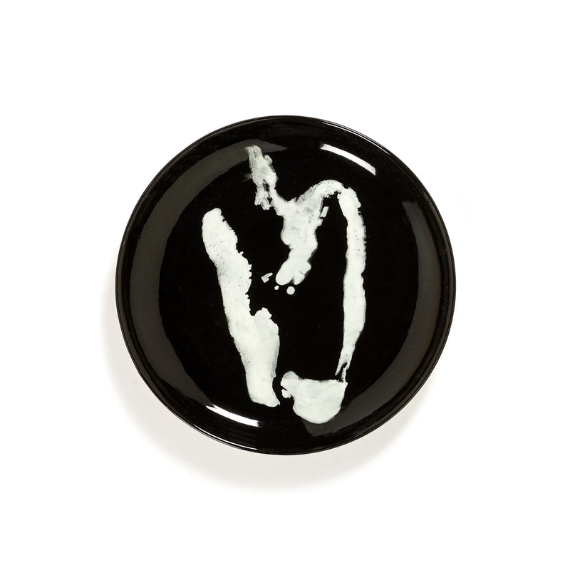 Black Plate with White Pepper Motif - S