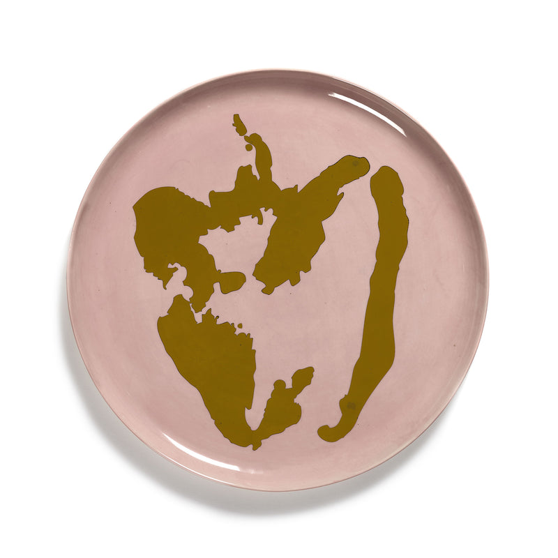 Delicious Pink Serving Plate with Gold Pepper Motif
