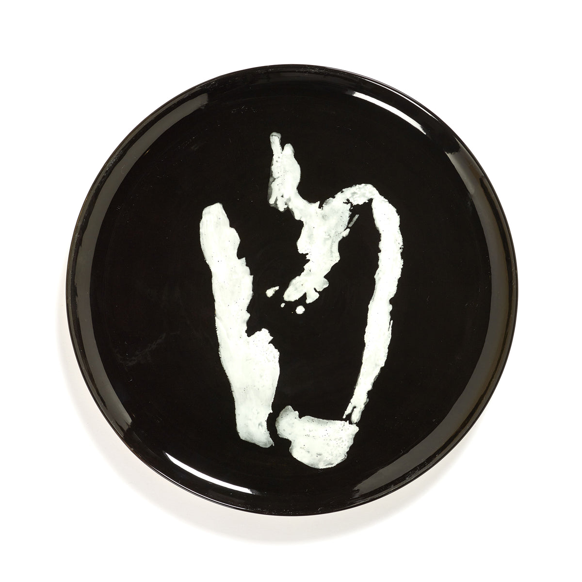 Black Serving Plate with White Pepper Motif