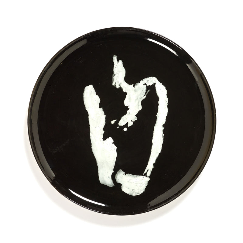 Black Serving Plate with White Pepper Motif