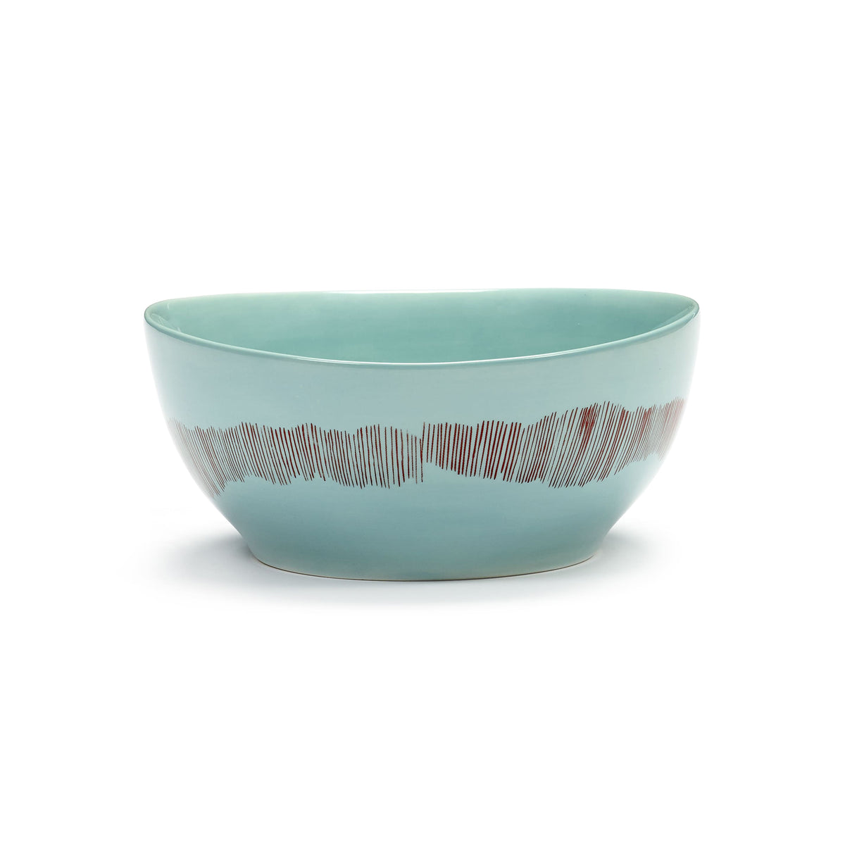 Azure Bowl with Red Stripes - S
