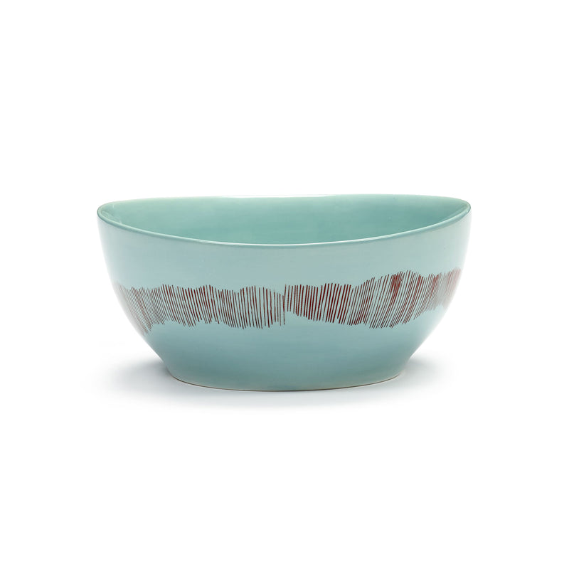 Azure Bowl with Red Stripes - S