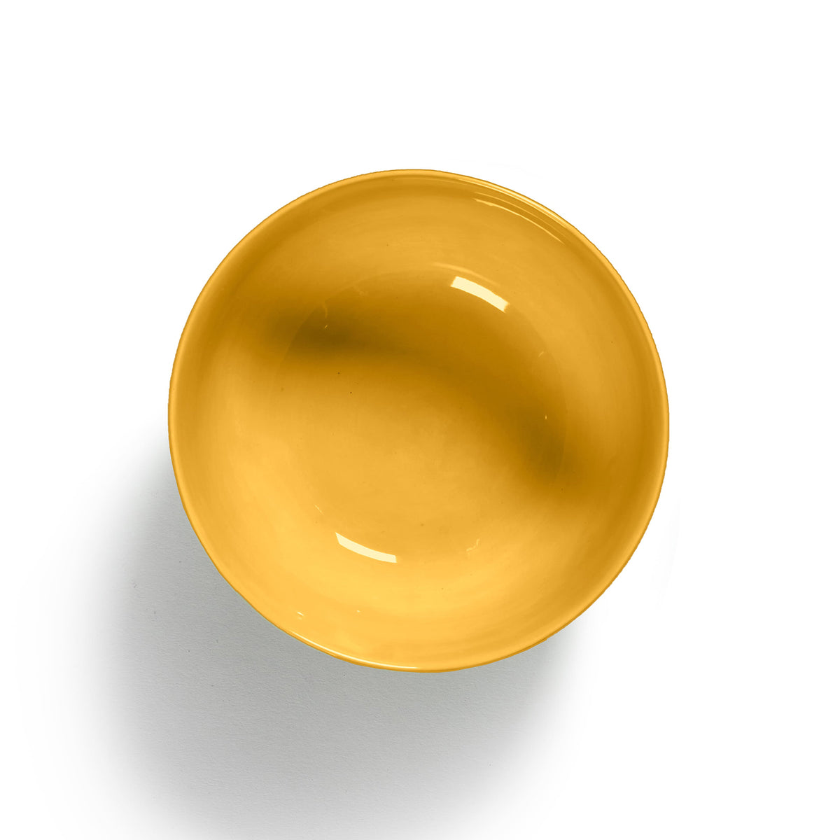 Sunny Yellow Bowl with Red Stripes - S