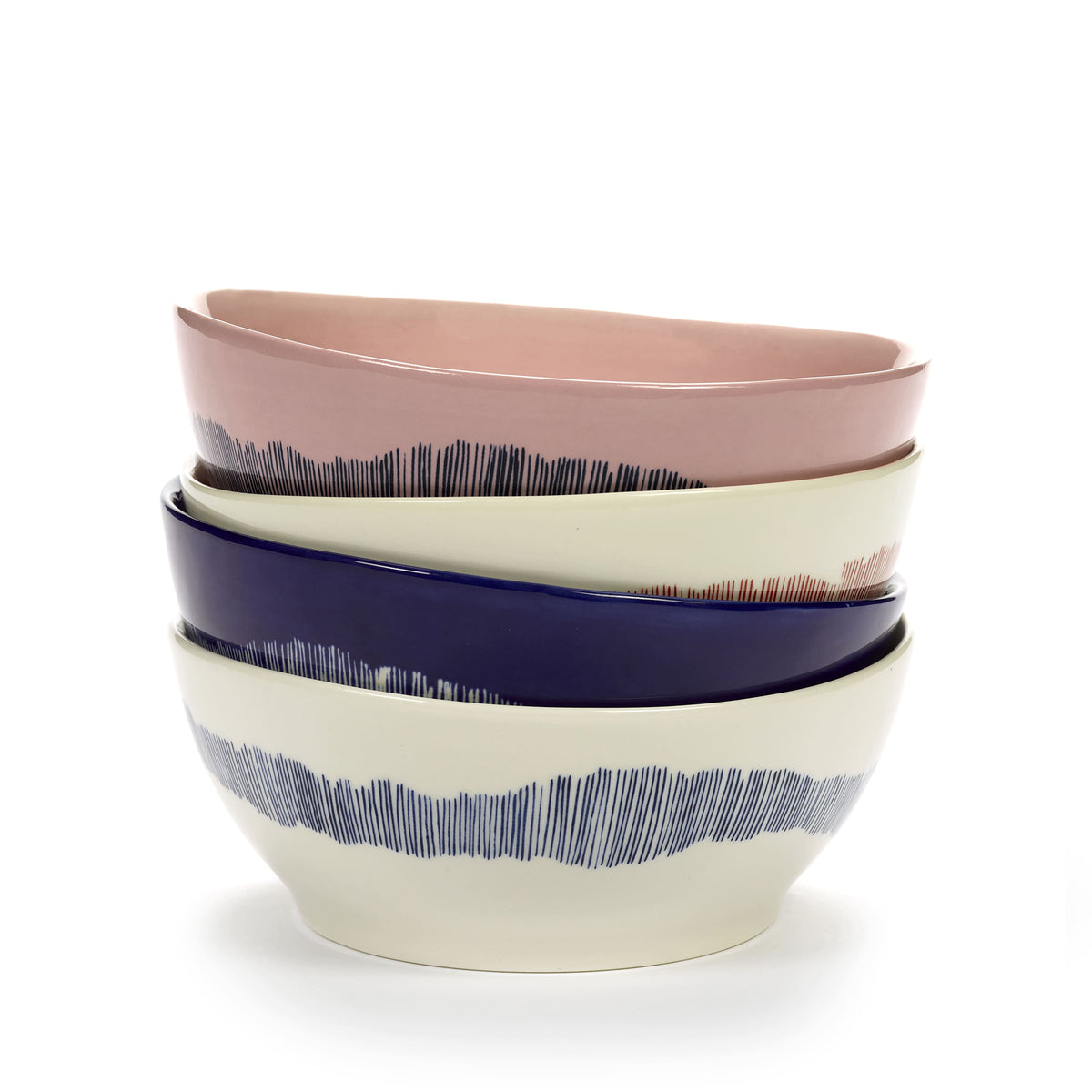 Mixed Striped Bowls L - 4 Piece Set
