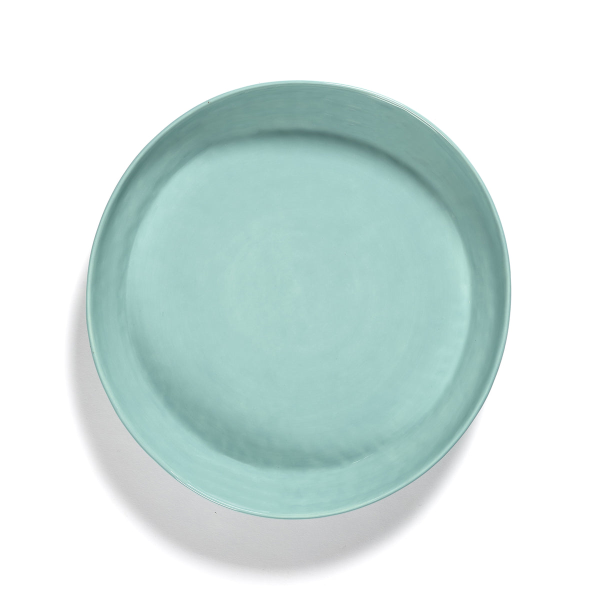 Azure High Side Serving Plate with Red Stripes - S