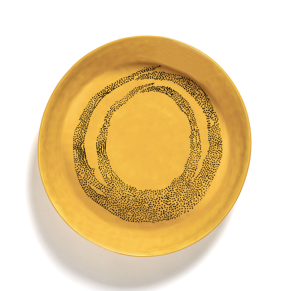 Sunny Yellow High Side Serving Plate with Black Dots