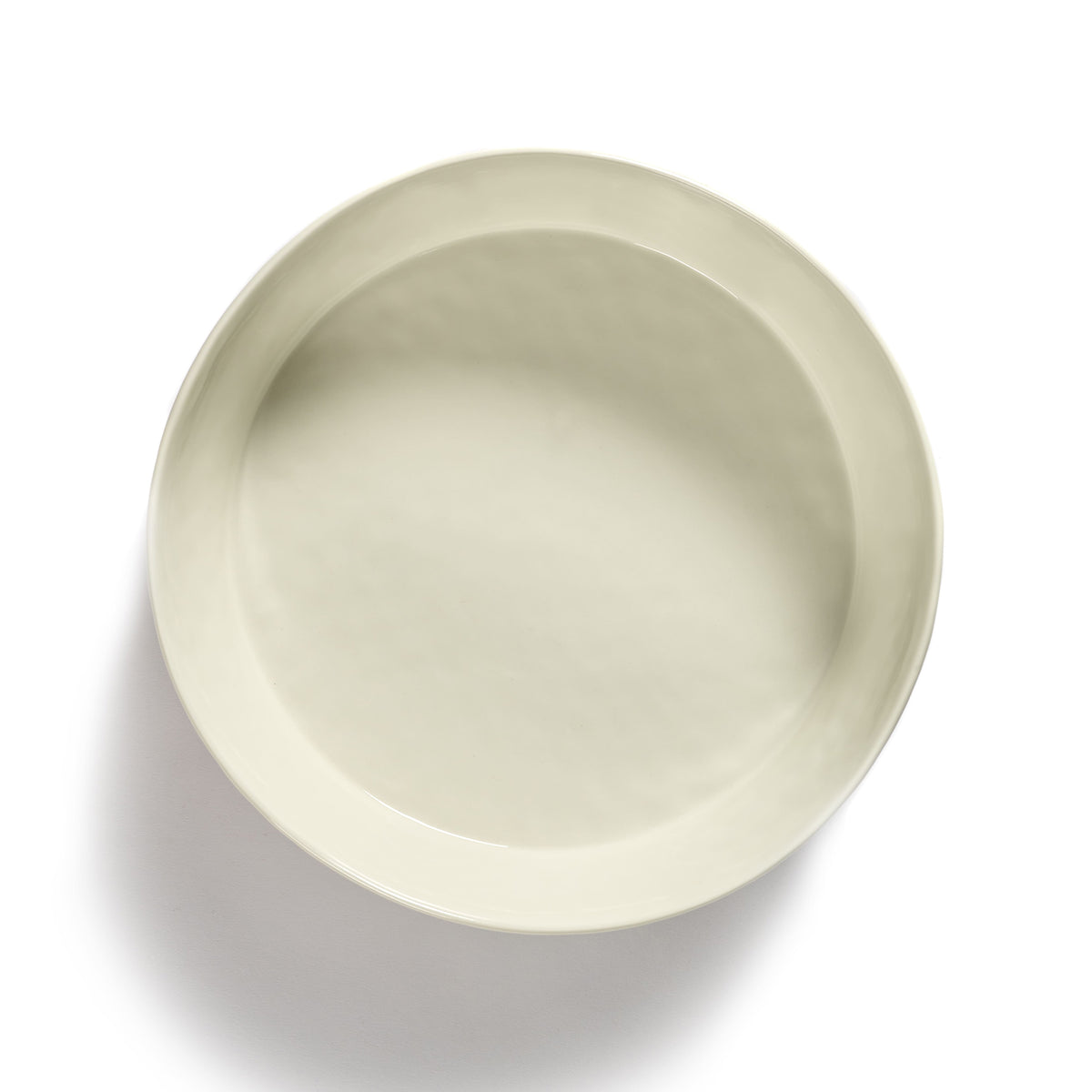 White Salad Bowl with Blue Stripes