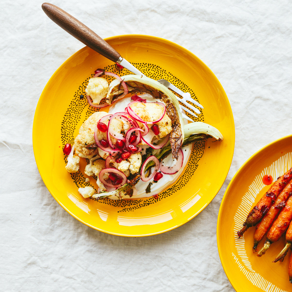 Sunny Yellow Serving Plate with Black Dots - M