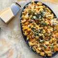 Butternut squash ‘carbonara’ with crisp garlic