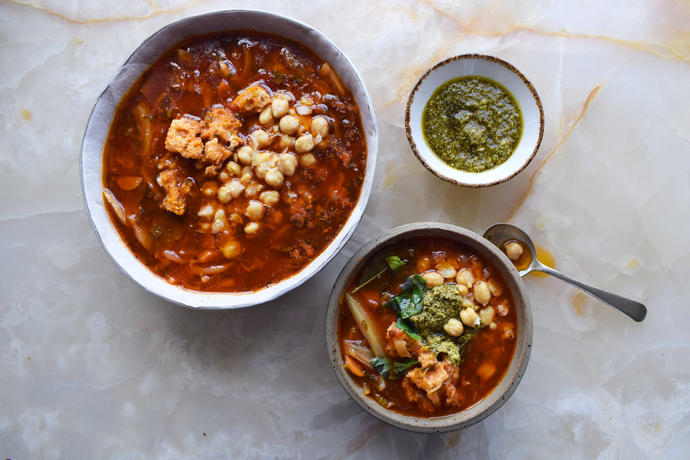 Chickpea, tomato and bread soup