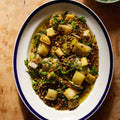 Confit leeks with puy lentils and leek cream