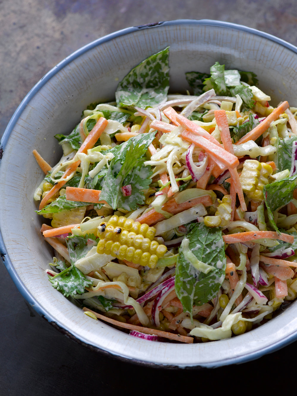 Grilled sweetcorn slaw
