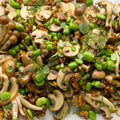 Marinated mushrooms with walnut and tahini yoghurt