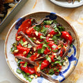 Roast red pepper salad with anchovies and almonds