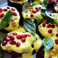 Roasted aubergine with saffron yoghurt