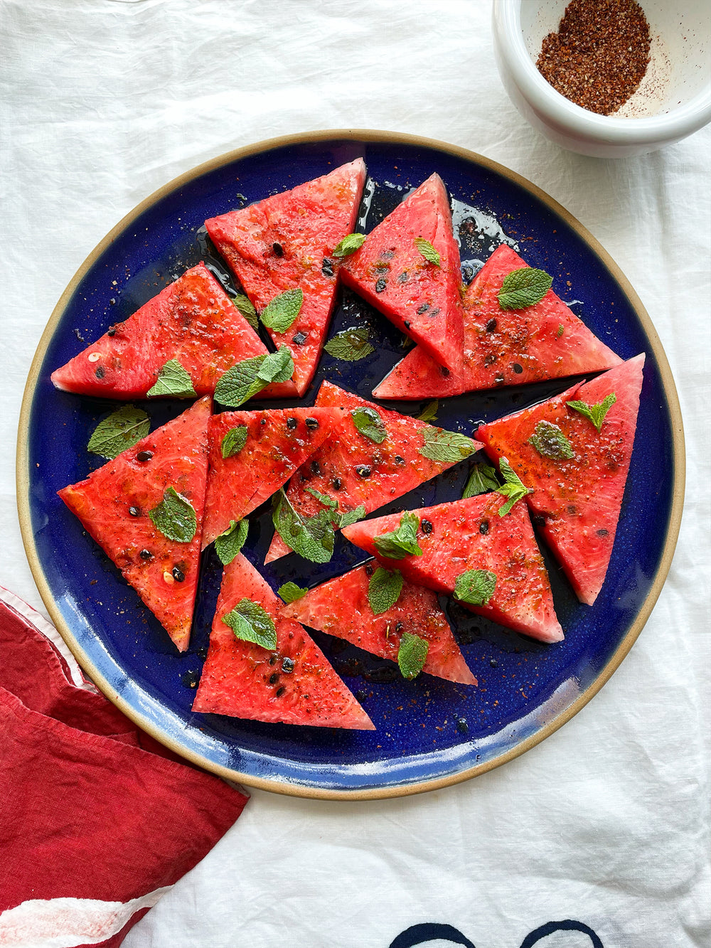 Watermelon with lime syrup and spiced salt-image