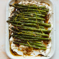 Asparagus with labneh, brown butter and burnt lemon