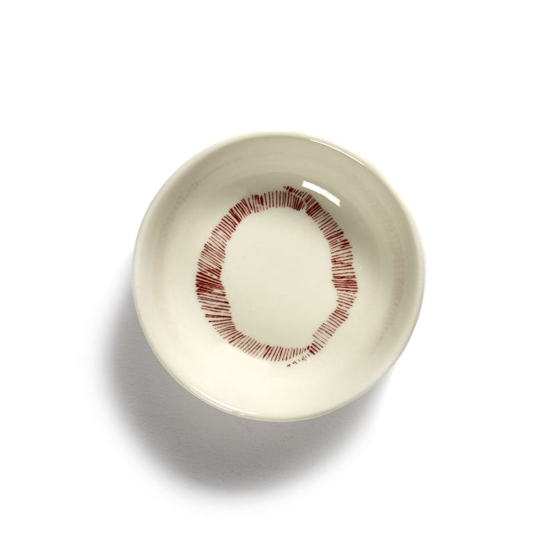 White Dish with Red Stripes - XS