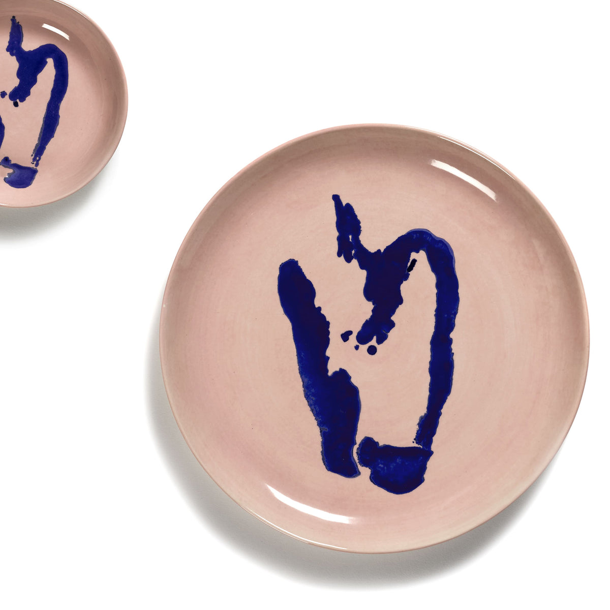 Pink Dish with Blue Pepper Motif - S