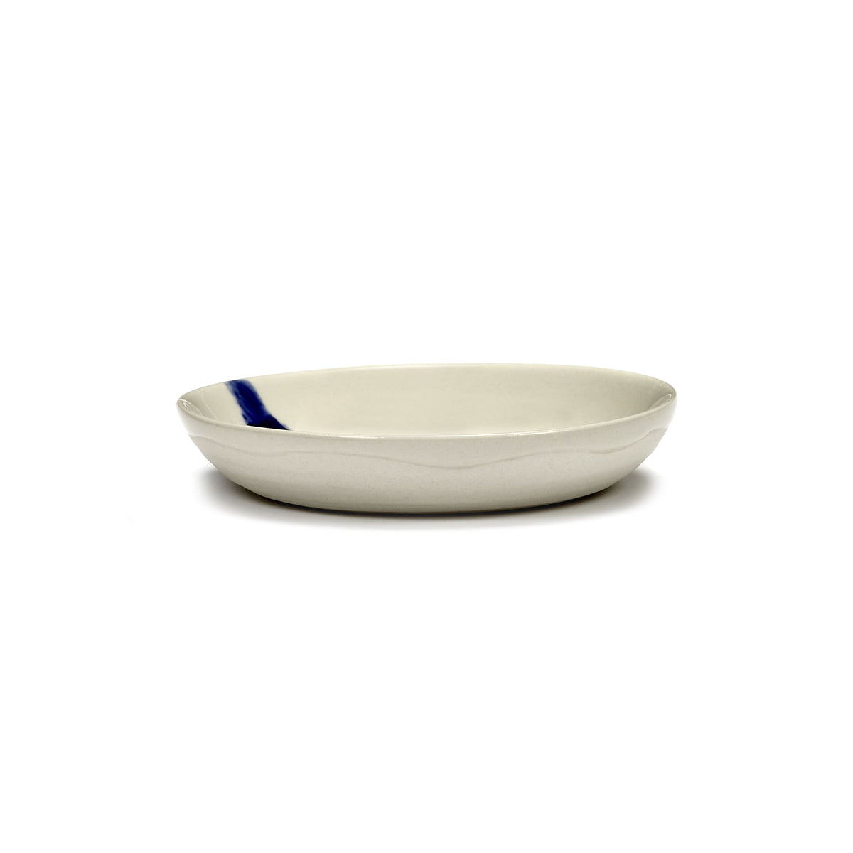White Dish with Blue Artichoke Motif - S
