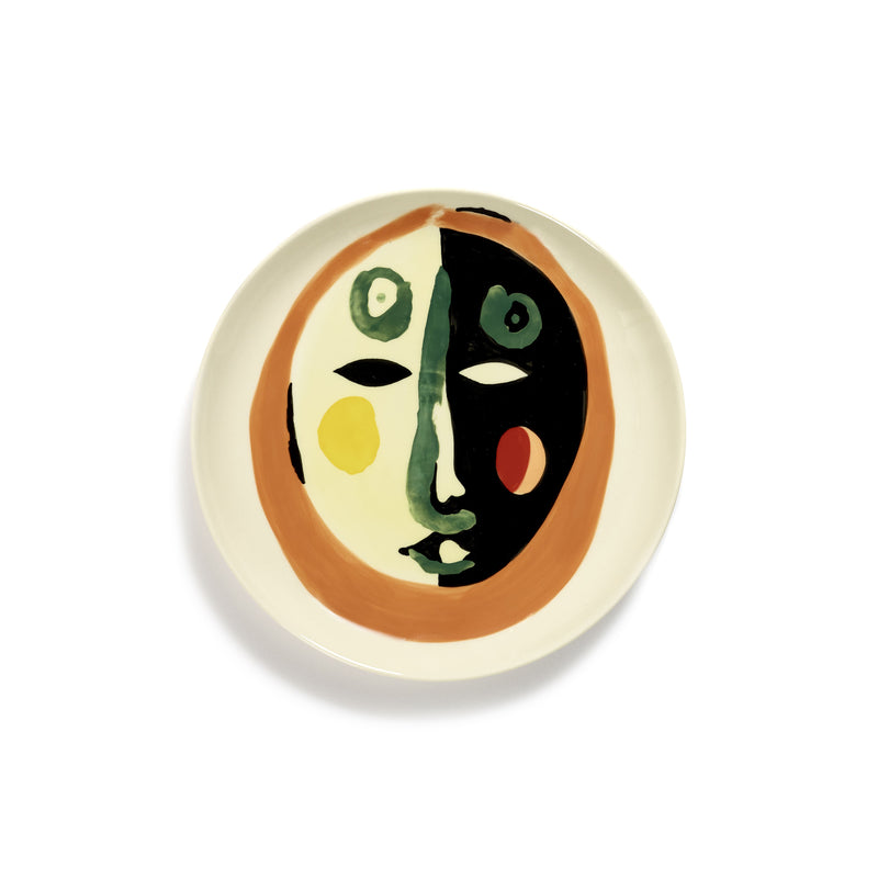 White Plate with Face Motif - XS