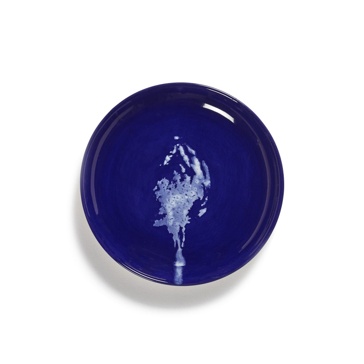 Lapis Lazuli Plate with White Artichoke Motif - XS