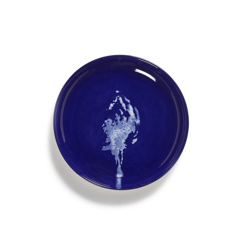 Lapis Lazuli Plate with White Artichoke Motif - XS