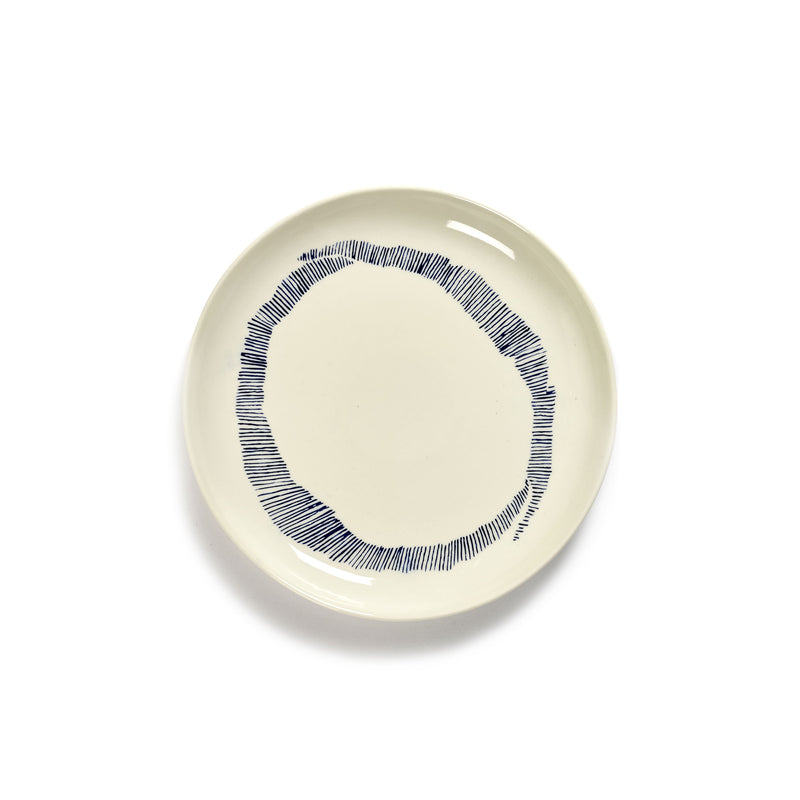 White Plate with Blue Stripes - S