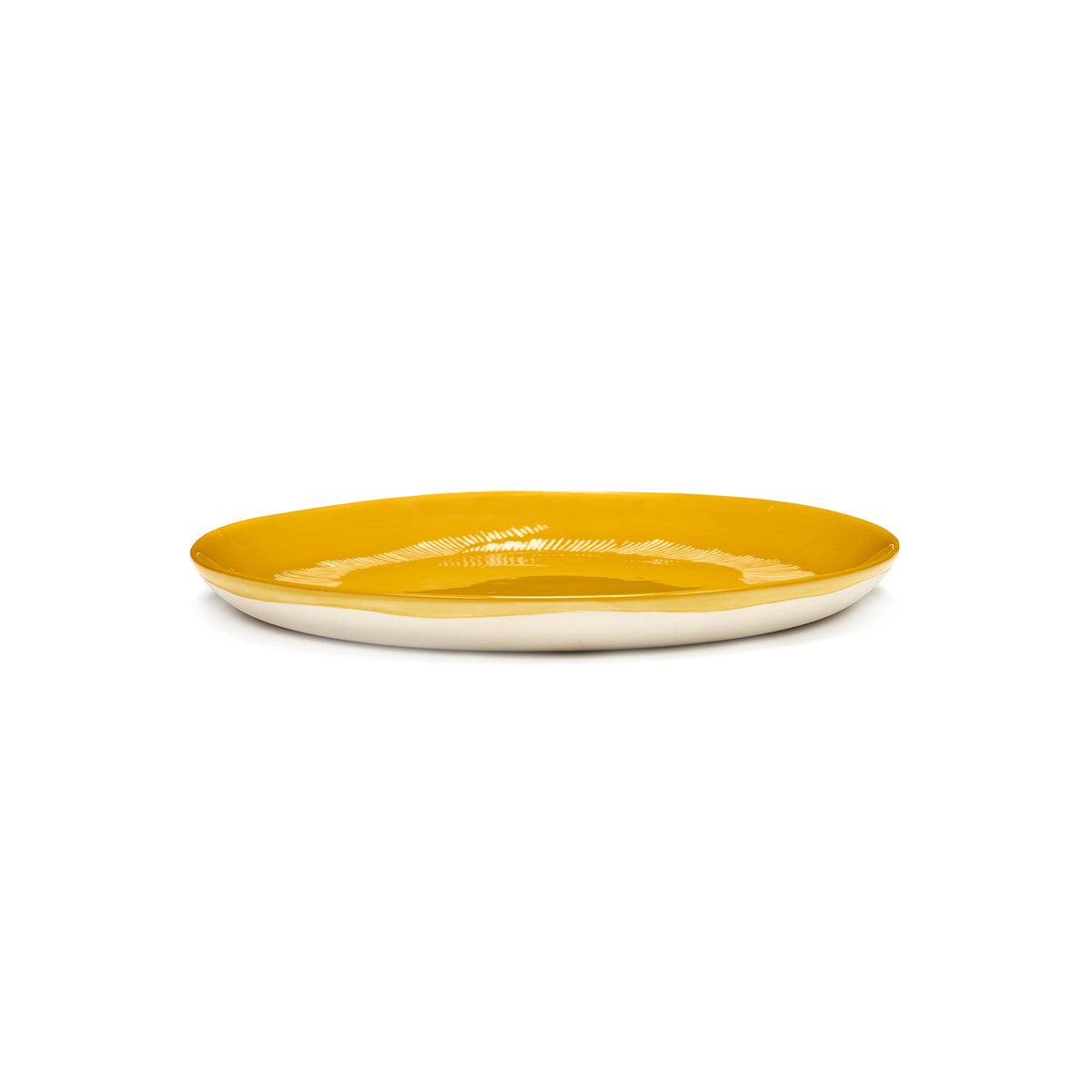 Sunny Yellow Plate with White Stripes - S