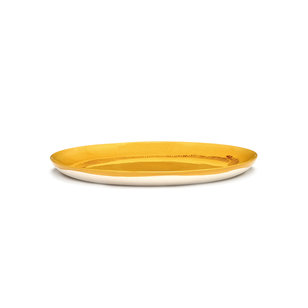 Sunny Yellow Plate with Red Stripes - S