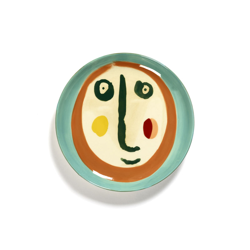 Azure Plate with Face Motif - S