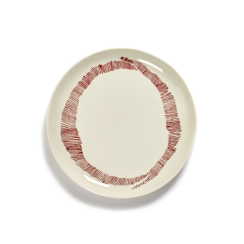 White Plate with Red Stripes - M
