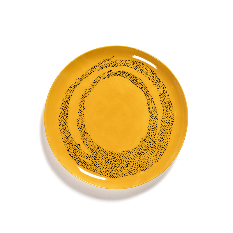 Sunny Yellow Plate with Black Dots - M