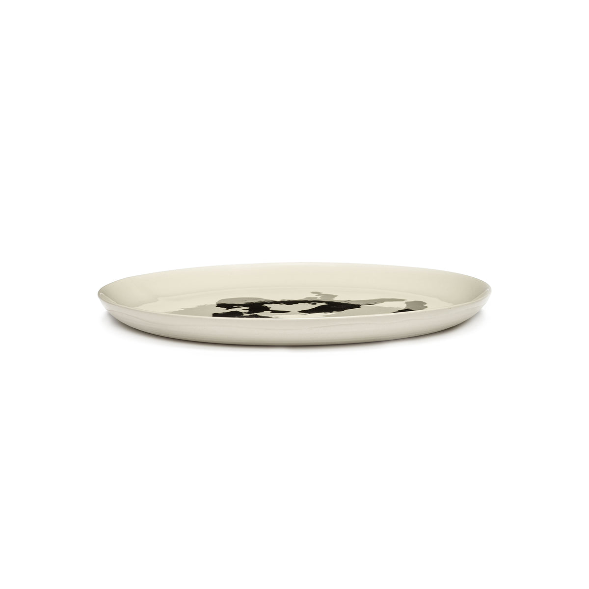 White Plate with Black Pepper Motif - M