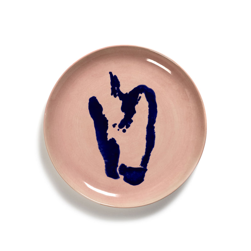Delicious Pink Plate with Blue Pepper Motif - M