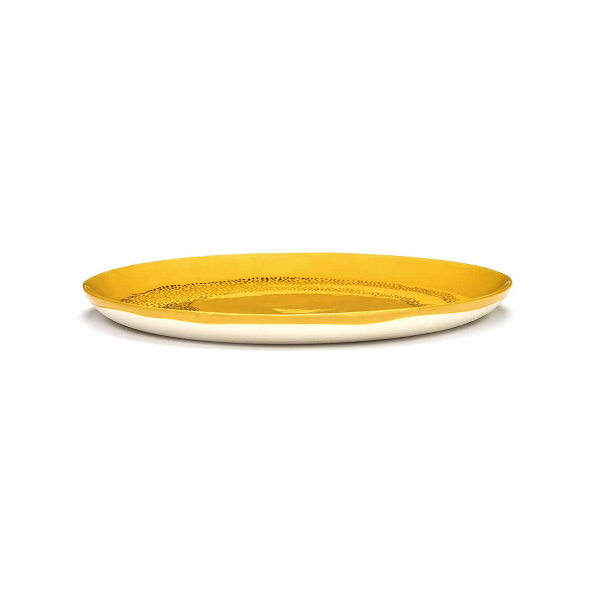 Sunny Yellow Plate with Black Dots - L