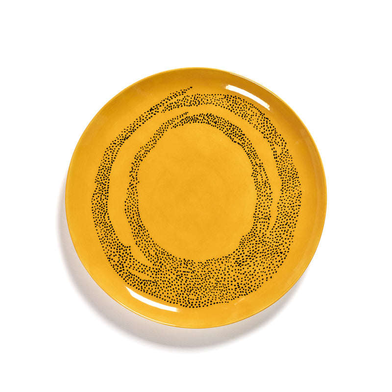 Sunny Yellow Plate with Black Dots - L
