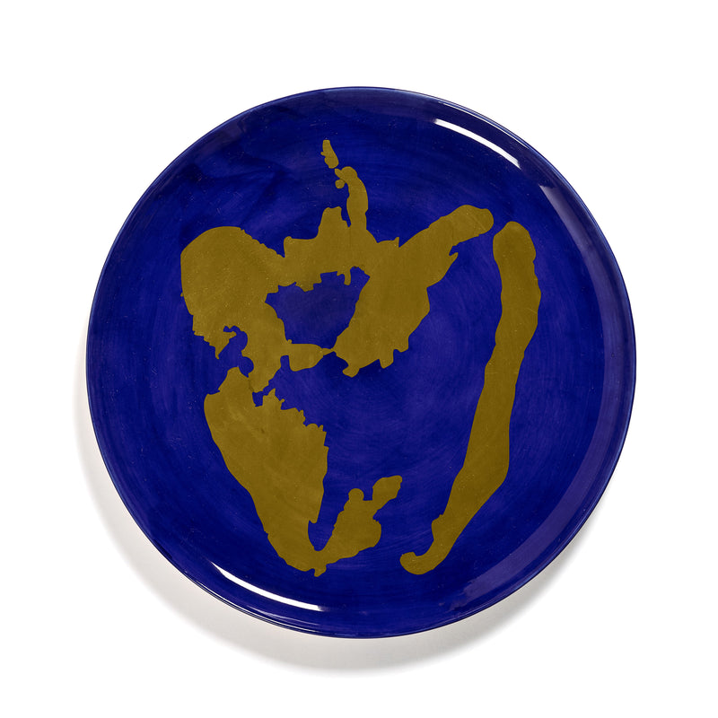Lapis Lazuli Serving Plate with Gold Pepper Motif