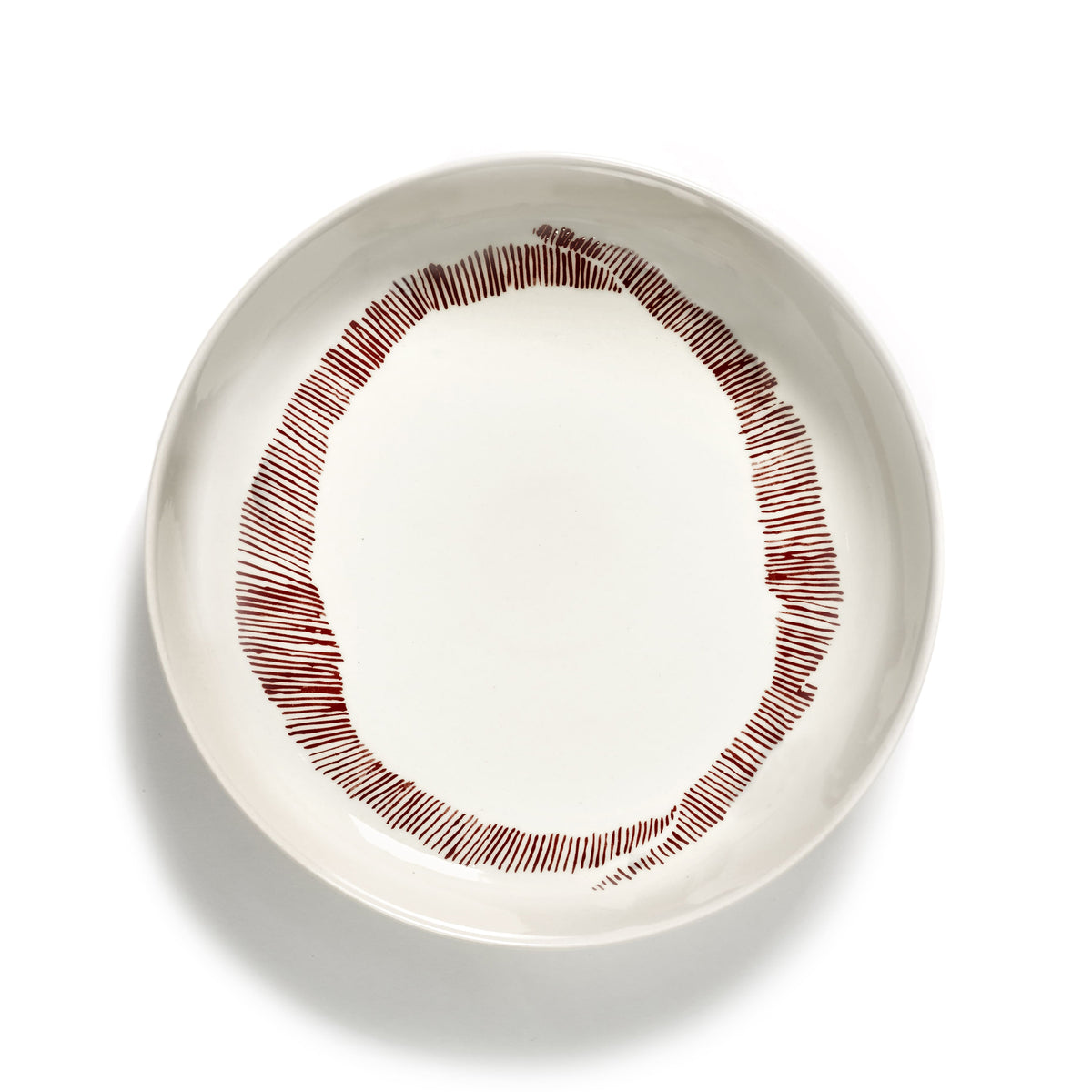 White High Plate with Red Stripes