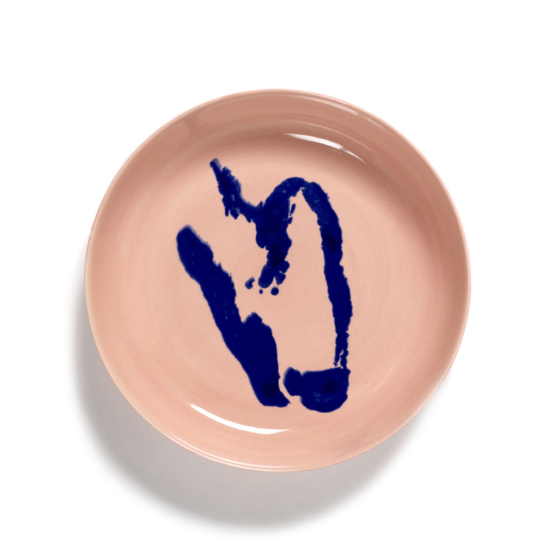 Delicious Pink High Plate with Blue Pepper Motif
