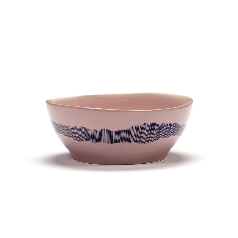 Delicious Pink Bowl with Blue Stripes - S